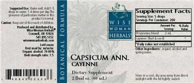 Photo of the Wise Woman Herbals Capsicum Ann. Cayenne label