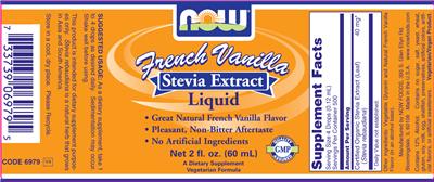 Photo of the NOW French Vanilla Stevia Extract label