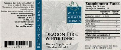 Photo of the Wise Woman Herbals Dragon Fire: Winter Tonic label