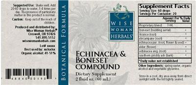 Photo of the Wise Woman Herbals Echinacea & Boneset Compound label