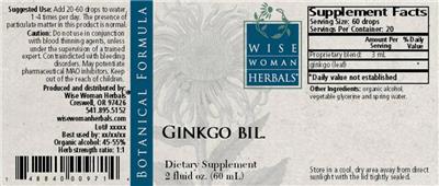 Photo of the Wise Woman Herbals Ginkgo Bil. label