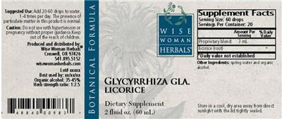 Photo of the Wise Woman Herbals Glycyrrhiza Gla. Licorice label