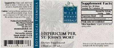 Photo of the Wise Woman Herbals Hypericum Per. St. John's Wort label