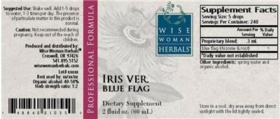 Photo of the Wise Woman Herbals Iris Ver. Blue Flag label