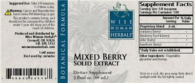 Photo of the Wise Woman Herbals Mixed Berry Solid Extract label