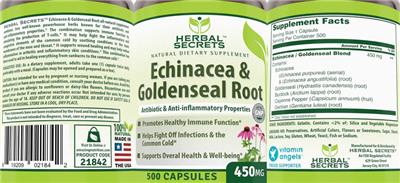 Photo of the Herbal Secrets Echinacea & Goldenseal Root label