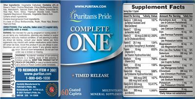 Photo of the Puritan's Pride Complete One label