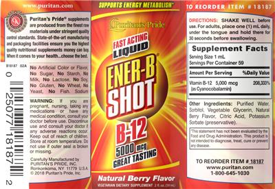 Ener-B Shot B-12 5000 mcg Natural Berry Flavor