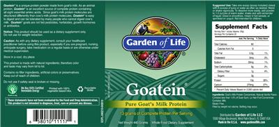 Product label for Goatein