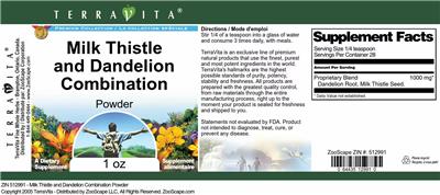 Photo of the TerraVita Premium Collection Milk Thistle and Dandelion Combination Powder label