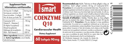 Photo of the SuperSmart Coenzyme Q10 90 mg label