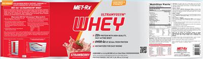 Photo of the MET-Rx Ultramyosyn Whey Strawberry label