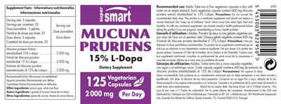 Photo of the SuperSmart Mucuna Pruriens 2000 mg label