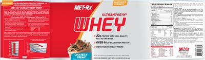Photo of the MET-Rx Ultramyosyn Whey Cookies N' Cream label