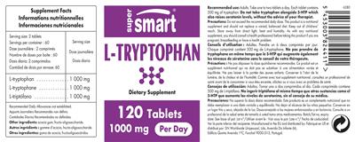 Photo of the SuperSmart L-Tryptophan 1000 mg label
