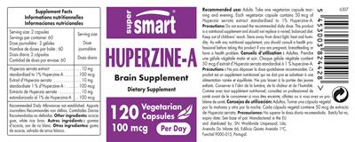 Photo of the SuperSmart Huperzine-A 100 mcg label