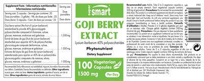 Photo of the SuperSmart Goji Berry Extract 1500 mg label