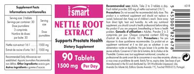 Photo of the SuperSmart Nettle Root Extract 1500 mg label