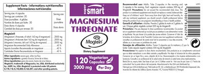 Photo of the SuperSmart Magnesium Threonate 2000 mg label