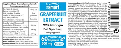 Photo of the SuperSmart Grapefruit Extract 600 mg label