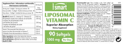 Product label for Liposomal Vitamin C 1005 mg