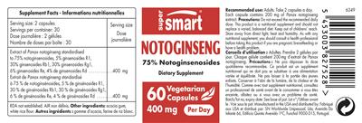 Photo of the SuperSmart Notoginseng 400 mg label