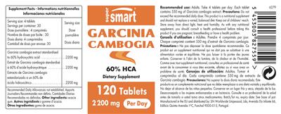 Photo of the SuperSmart Garcinia Cambogia 2200 mg label