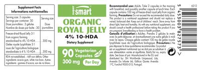 Photo of the SuperSmart Organic Royal Jelly 300 mg label