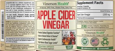 Photo of the Vimerson Health Apple Cider Vinegar label