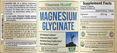 Photo of the Vimerson Health Magnesium Glycinate label