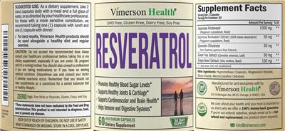 Product label for Resveratrol