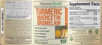 Photo of the Vimerson Health Turmeric Quercetin Bromelain label