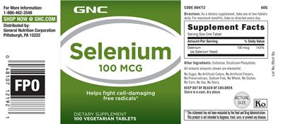 Photo of the GNC Selenium 100 mcg label