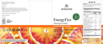 Photo of the Arbonne EnergyFizz Blood Orange Flavor label