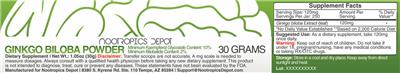 Photo of the Nootropics Depot Ginkgo Biloba Powder label