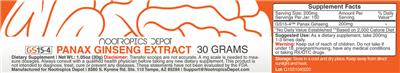 Photo of the Nootropics Depot GS15-4 Panax Ginseng Extract label