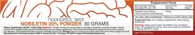 Photo of the Nootropics Depot Nobiletin 20% Powder label