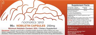 Photo of the Nootropics Depot Nobiletin Capsules 250 mg label