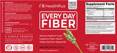 Photo of the Health Plus Every Day Fiber label