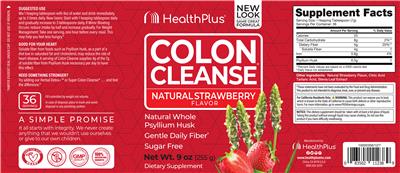 Photo of the Health Plus Colon Cleanse Natural Strawberry Flavor label
