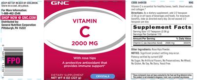 Photo of the GNC Vitamin C 2000 mg label