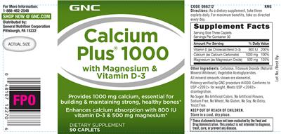 Photo of the GNC Calcium Plus 1000 with Magnesium & Vitamin D-3 label
