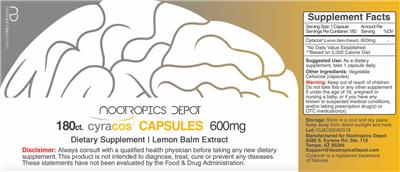 Photo of the Nootropics Depot Cyracos Capsules 600 mg label