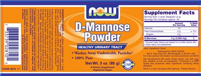 Photo of the NOW D-Mannose Powder label