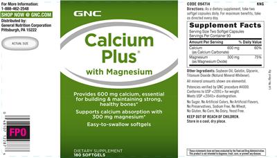 Photo of the GNC Calcium Plus with Magnesium label