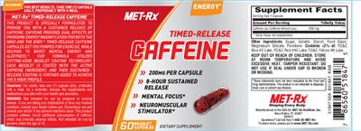 Photo of the MET-Rx Timed-Release Caffeine label