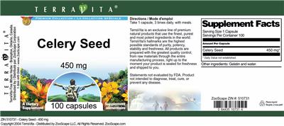 Photo of the TerraVita Premium Collection Celery Seed 450 mg label