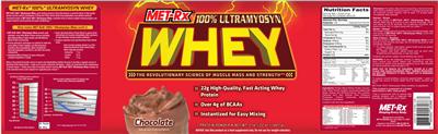 Photo of the MET-Rx 100% Ultramyosyn Whey Chocolate label