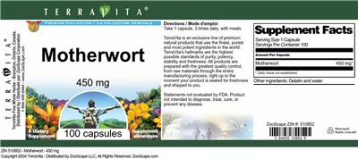 Photo of the TerraVita Premium Collection Motherwort 450 mg label