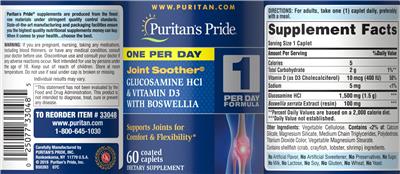 Joint Soother Glucosamine HCl & Vitamin D3 with Boswellia